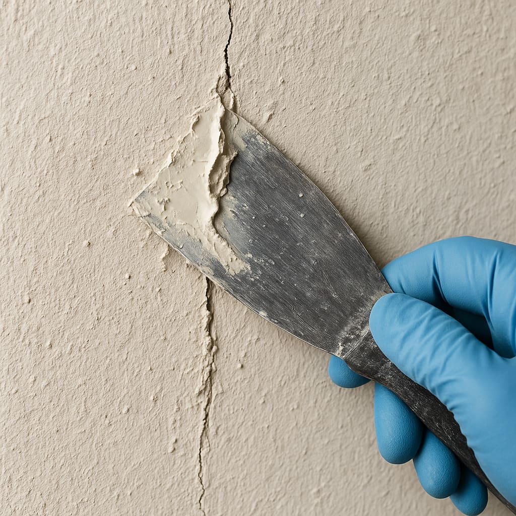 Rissreparatur an Putzwand